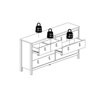 Thumbnail for Wide White 8 Drawer Double Dresser With Metal Knobs 79.7x159.4x38.4cm