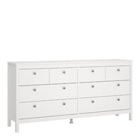 Thumbnail for Wide White 8 Drawer Double Dresser With Metal Knobs 79.7x159.4x38.4cm