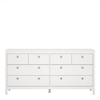 Thumbnail for Wide White 8 Drawer Double Dresser With Metal Knobs 79.7x159.4x38.4cm