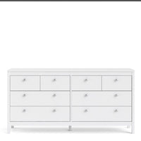 Thumbnail for Wide White 8 Drawer Double Dresser With Metal Knobs 79.7x159.4x38.4cm