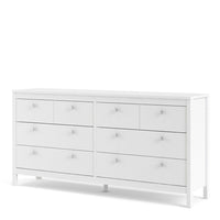 Thumbnail for Wide White 8 Drawer Double Dresser With Metal Knobs 79.7x159.4x38.4cm