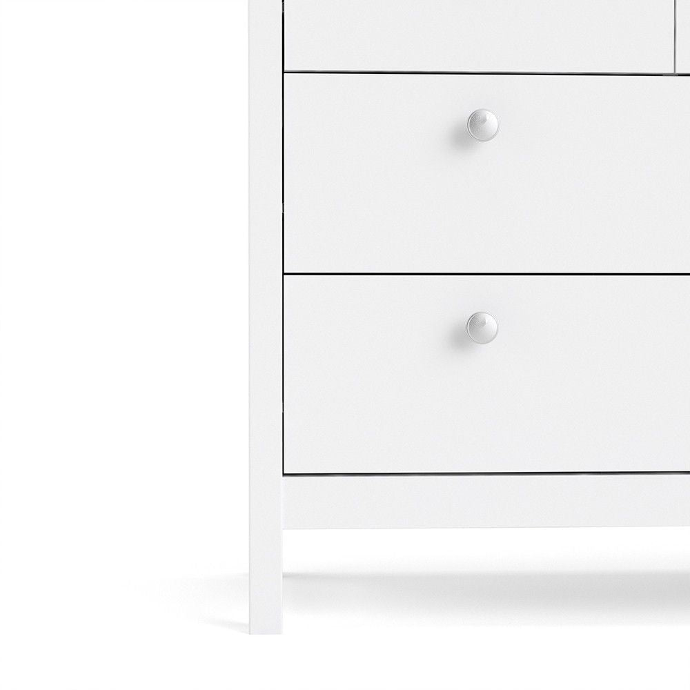 Wide White 8 Drawer Double Dresser With Metal Knobs 79.7x159.4x38.4cm