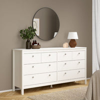 Thumbnail for Wide White 8 Drawer Double Dresser With Metal Knobs 79.7x159.4x38.4cm