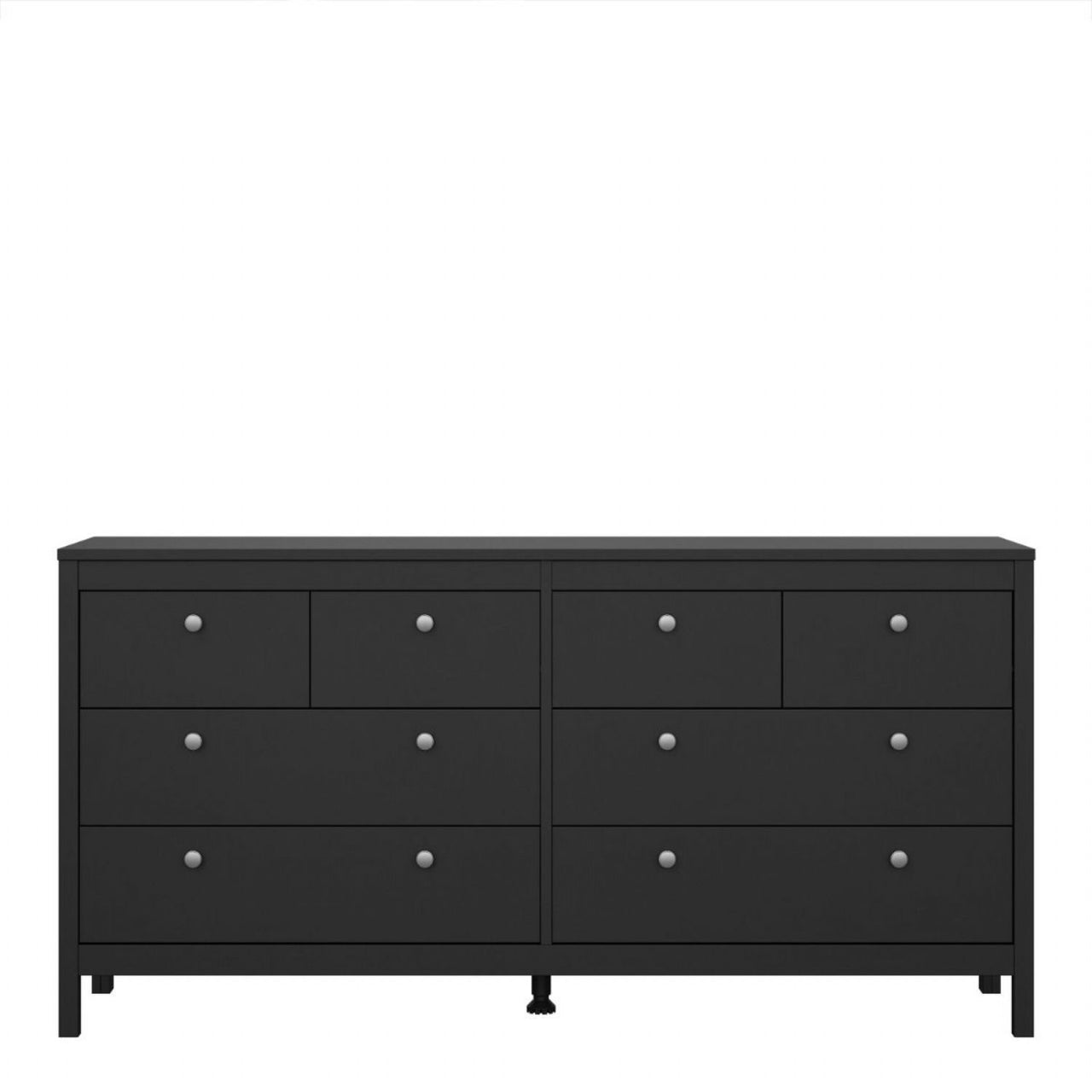 Matt Black 8 Drawer Double Chest With Metal Handles