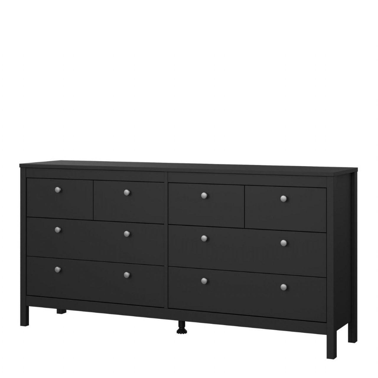 Matt Black 8 Drawer Double Chest With Metal Handles