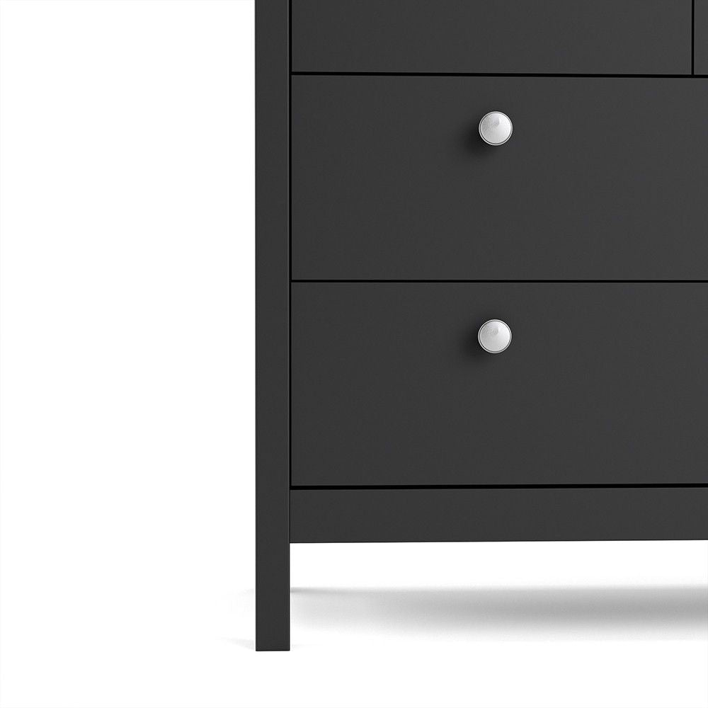 Matt Black 8 Drawer Double Chest With Metal Handles