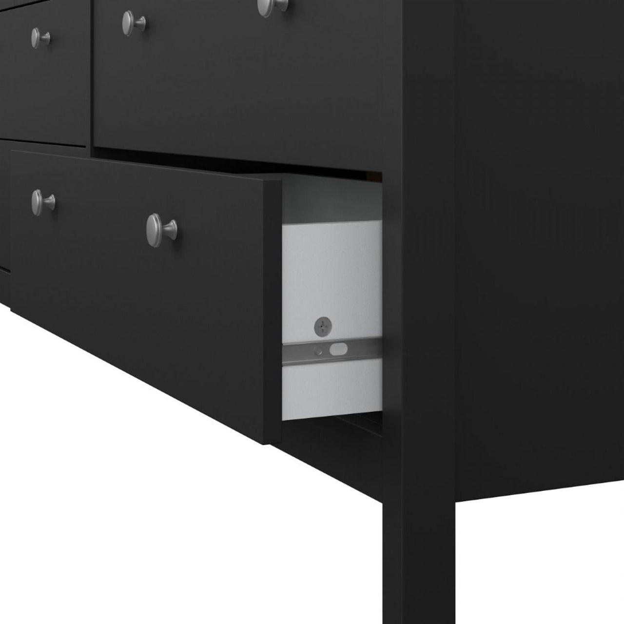 Matt Black 8 Drawer Double Chest With Metal Handles