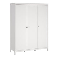 Thumbnail for Large White 3 Door Triple Wardrobe 200cm Tall x 150cm Wide