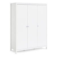 Thumbnail for Large White 3 Door Triple Wardrobe 200cm Tall x 150cm Wide