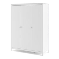 Thumbnail for Large White 3 Door Triple Wardrobe 200cm Tall x 150cm Wide