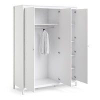 Thumbnail for Large White 3 Door Triple Wardrobe 200cm Tall x 150cm Wide