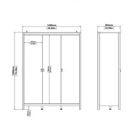 Thumbnail for Matt Black 3 Door Triple Wardrobe with 5 Shelves