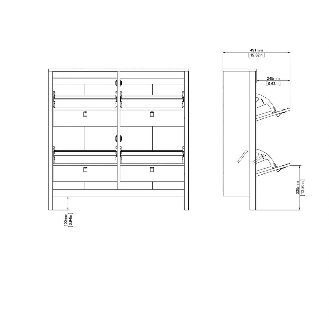 White 4 Compartment Shoe Storage Cabinet