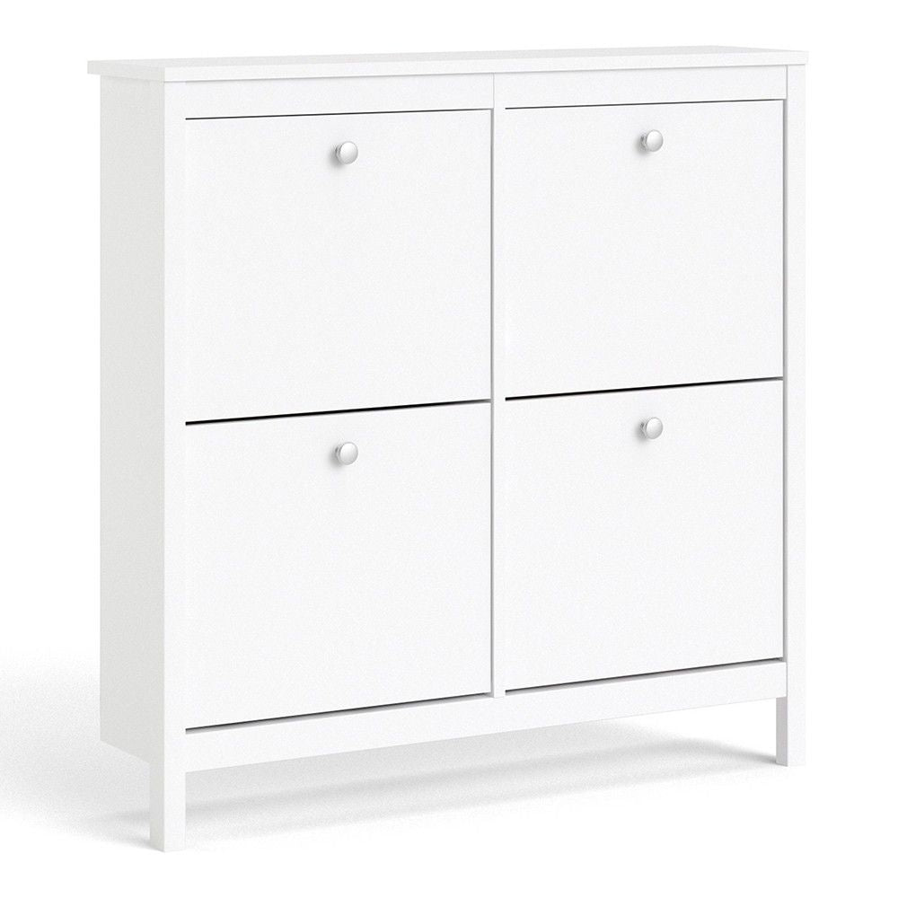 White 4 Compartment Shoe Storage Cabinet