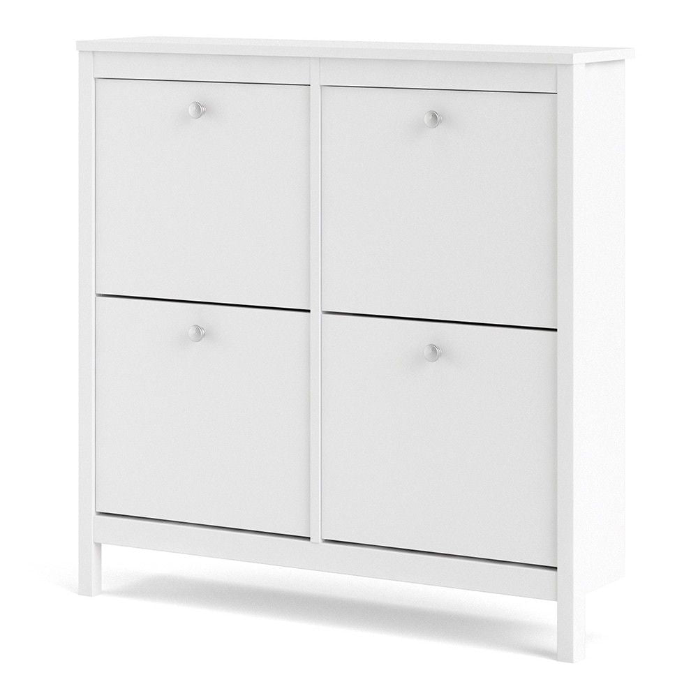 White 4 Compartment Shoe Storage Cabinet