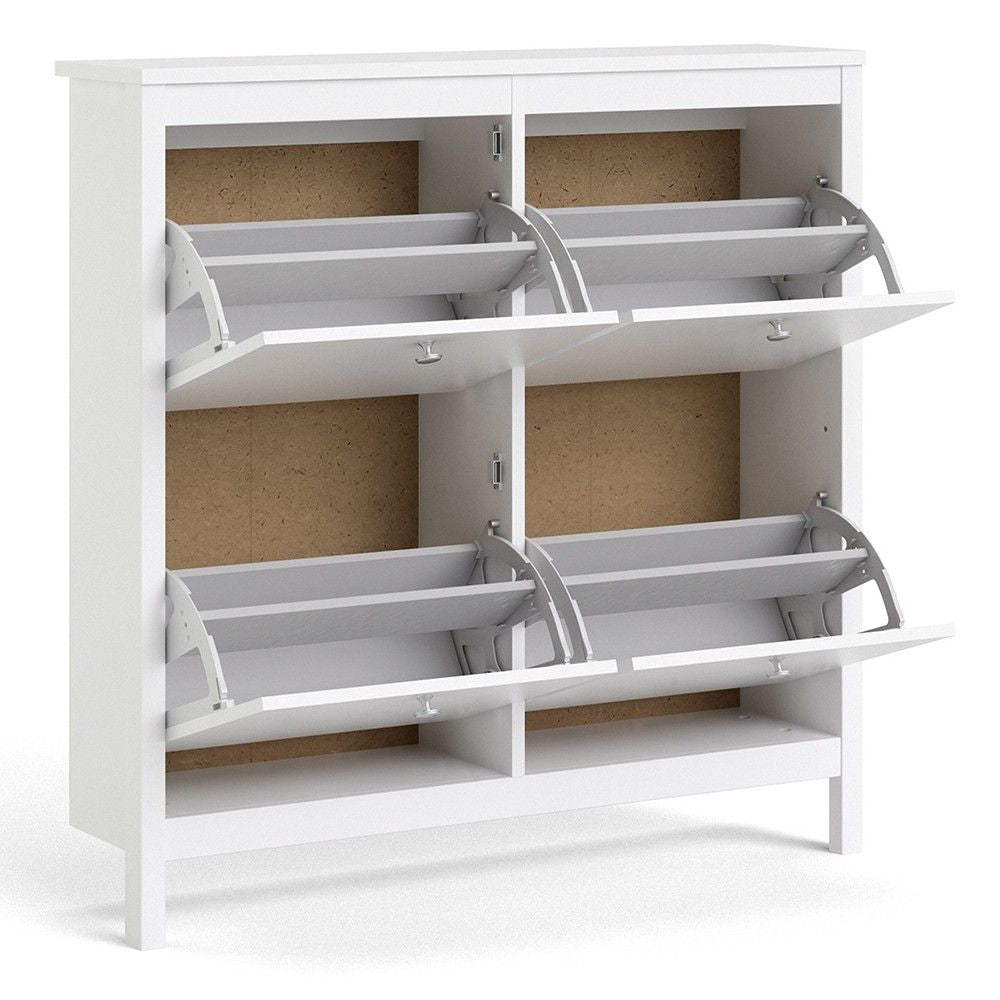 White 4 Compartment Shoe Storage Cabinet