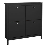 Thumbnail for Matt Black 4 Compartment Shoe Cabinet With Metal Knobs