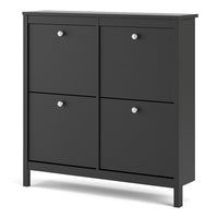 Thumbnail for Matt Black 4 Compartment Shoe Cabinet With Metal Knobs