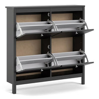 Thumbnail for Matt Black 4 Compartment Shoe Cabinet With Metal Knobs