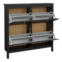 Thumbnail for Matt Black 4 Compartment Shoe Cabinet With Metal Knobs