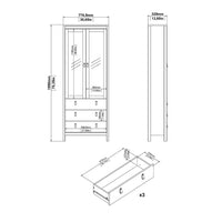 Thumbnail for White 2 Glass Door And 3 Drawer Cabinet With Metal Round Handles