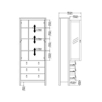 Thumbnail for White 2 Glass Door And 3 Drawer Cabinet With Metal Round Handles