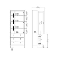 Thumbnail for White 2 Glass Door And 3 Drawer Cabinet With Metal Round Handles