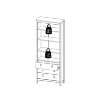 Thumbnail for White 2 Glass Door And 3 Drawer Cabinet With Metal Round Handles