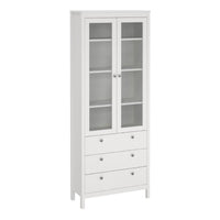 Thumbnail for White 2 Glass Door And 3 Drawer Cabinet With Metal Round Handles