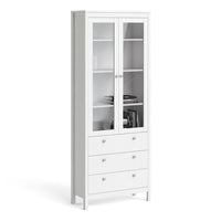 Thumbnail for White 2 Glass Door And 3 Drawer Cabinet With Metal Round Handles