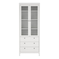 Thumbnail for White 2 Glass Door And 3 Drawer Cabinet With Metal Round Handles