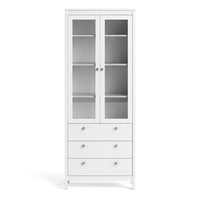 Thumbnail for White 2 Glass Door And 3 Drawer Cabinet With Metal Round Handles