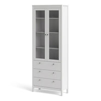 Thumbnail for White 2 Glass Door And 3 Drawer Cabinet With Metal Round Handles