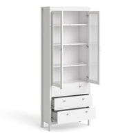 Thumbnail for White 2 Glass Door And 3 Drawer Cabinet With Metal Round Handles