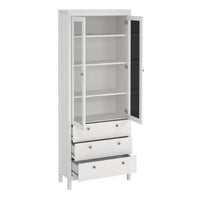 Thumbnail for White 2 Glass Door And 3 Drawer Cabinet With Metal Round Handles