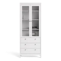 Thumbnail for White 2 Glass Door And 3 Drawer Cabinet With Metal Round Handles