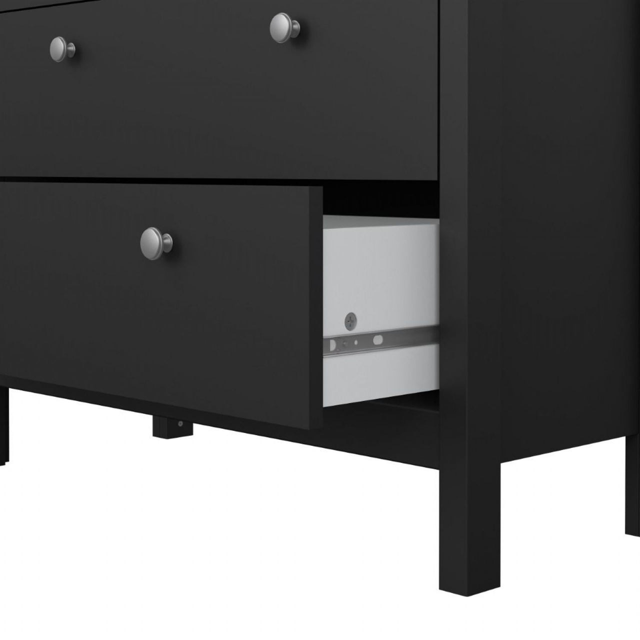 Matt Black 2 Glass Door 3 Drawer Cabinet With Metal Knobs 199x77.85cm