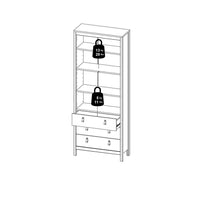 Thumbnail for Matt Black 2 Glass Door 3 Drawer Cabinet With Metal Knobs 199x77.85cm