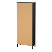 Thumbnail for Matt Black 2 Glass Door 3 Drawer Cabinet With Metal Knobs 199x77.85cm