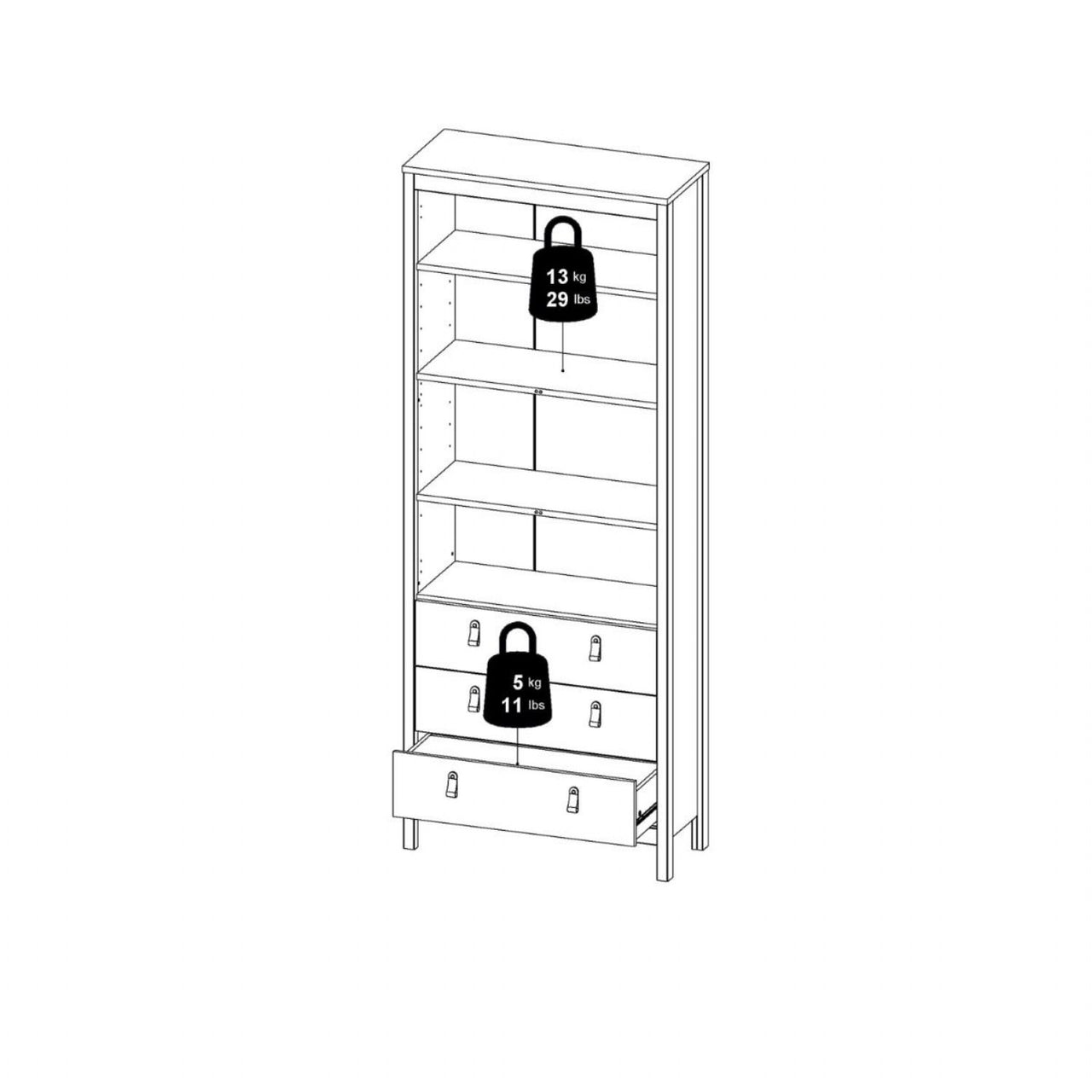 Madrid China Cabinet 2 Doors with Glass + 3 Drawers in Jackson Hickory Oak