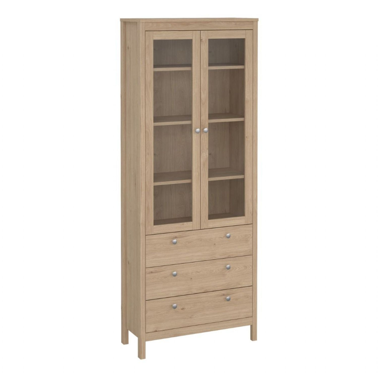 Madrid China Cabinet 2 Doors with Glass + 3 Drawers in Jackson Hickory Oak