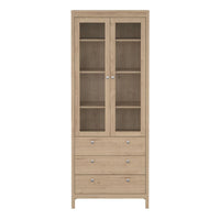 Thumbnail for Madrid China Cabinet 2 Doors with Glass + 3 Drawers in Jackson Hickory Oak