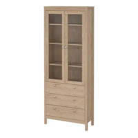 Thumbnail for Madrid China Cabinet 2 Doors with Glass + 3 Drawers in Jackson Hickory Oak