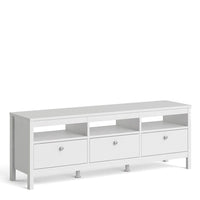 Thumbnail for Large White Wooden TV Media Unit with 3 Drawers