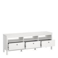 Thumbnail for Large White Wooden TV Media Unit with 3 Drawers