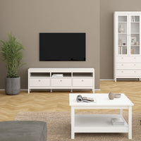 Thumbnail for Large White Wooden TV Media Unit with 3 Drawers