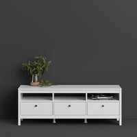 Thumbnail for Large White Wooden TV Media Unit with 3 Drawers