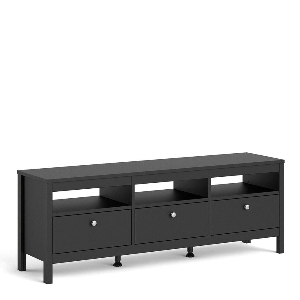 Matt Black 3 Drawer TV Unit