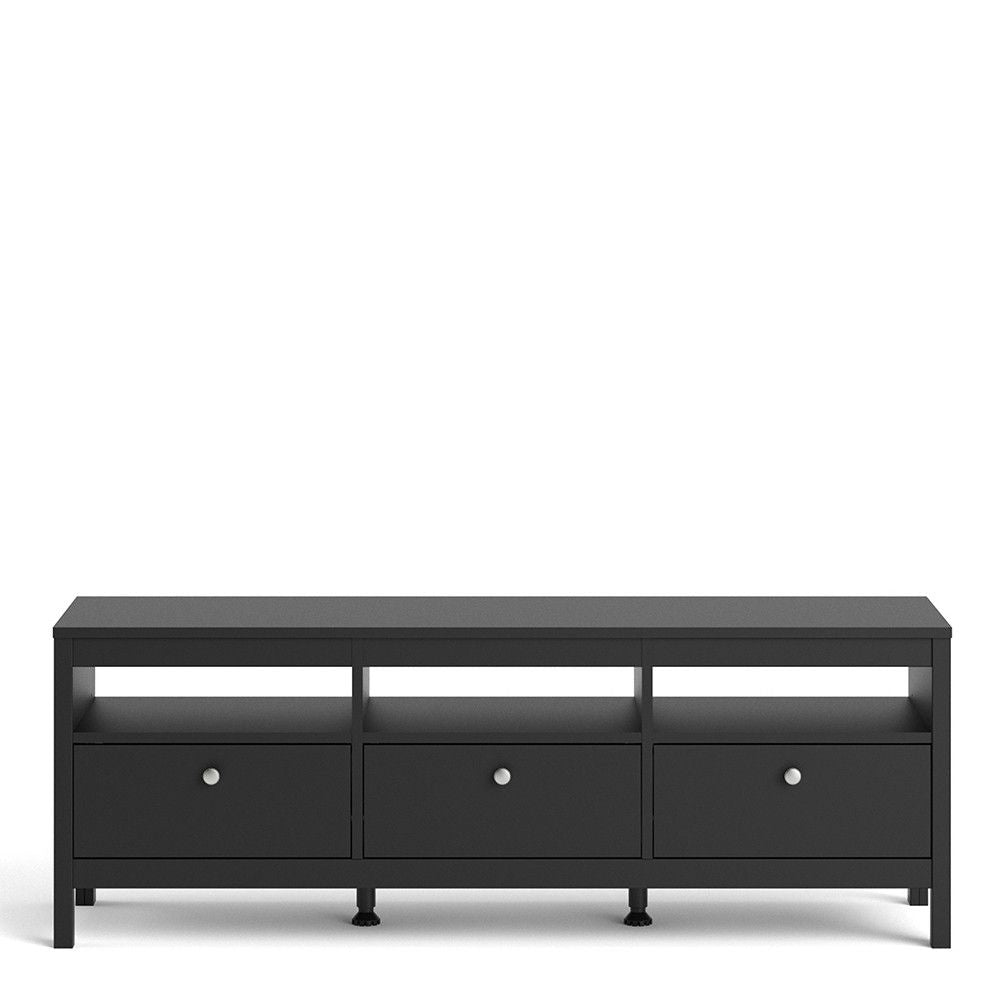 Matt Black 3 Drawer TV Unit