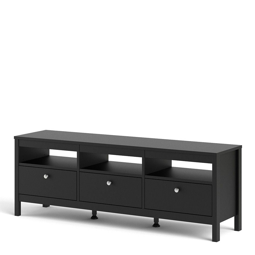 Matt Black 3 Drawer TV Unit